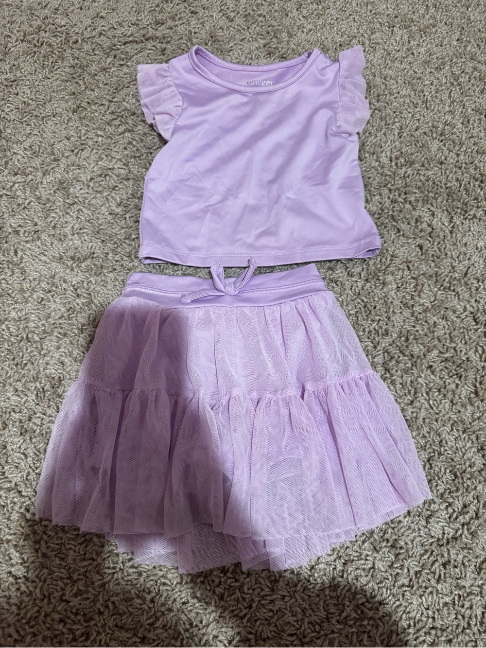 btween Lilac Ruffle Sleeve Top & Tulle Skirt Set